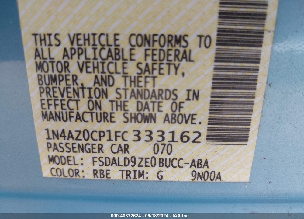 2015 NISSAN LEAF SV VIN: 1N4AZ0CP1FC333162