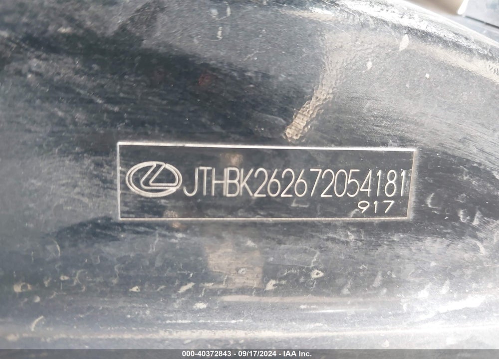 2007 LEXUS IS 250 VIN: JTHBK262672054181