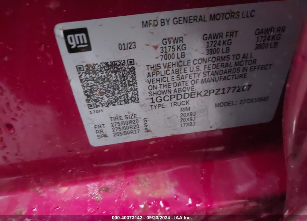 2023 CHEVROLET SILVERADO 1500 4WD STANDARD BED LT VIN: 1GCPDDEK2PZ177207