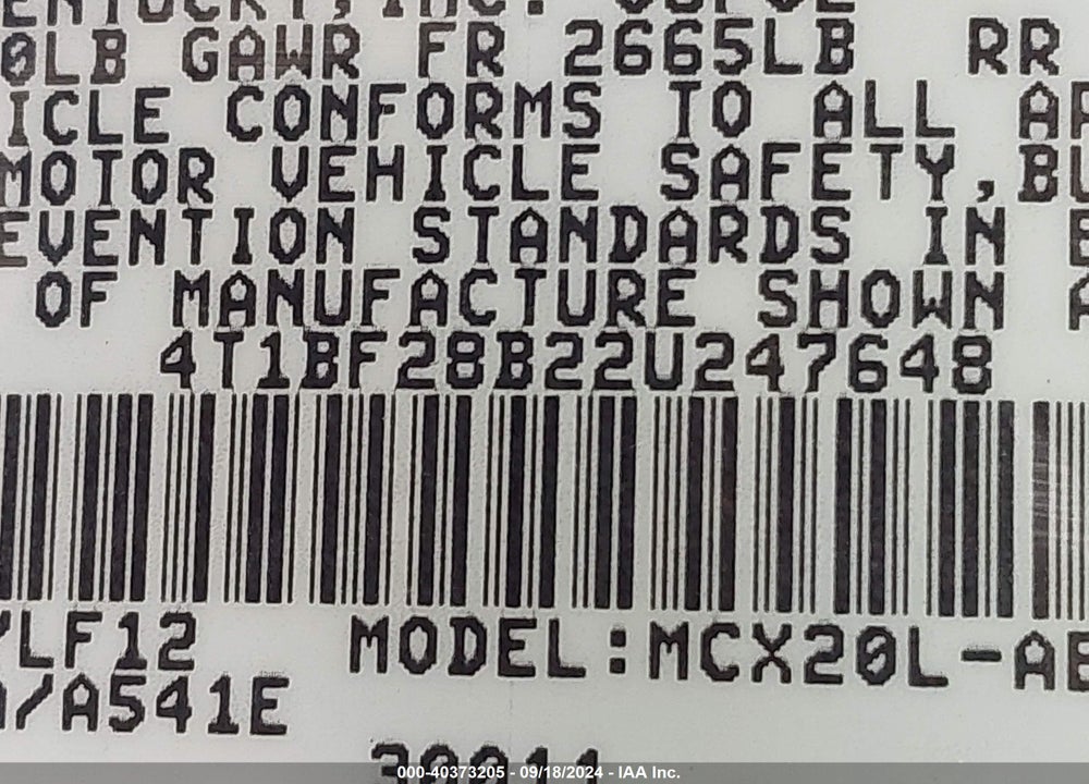 2002 TOYOTA AVALON XL VIN: 4T1BF28B22U247648