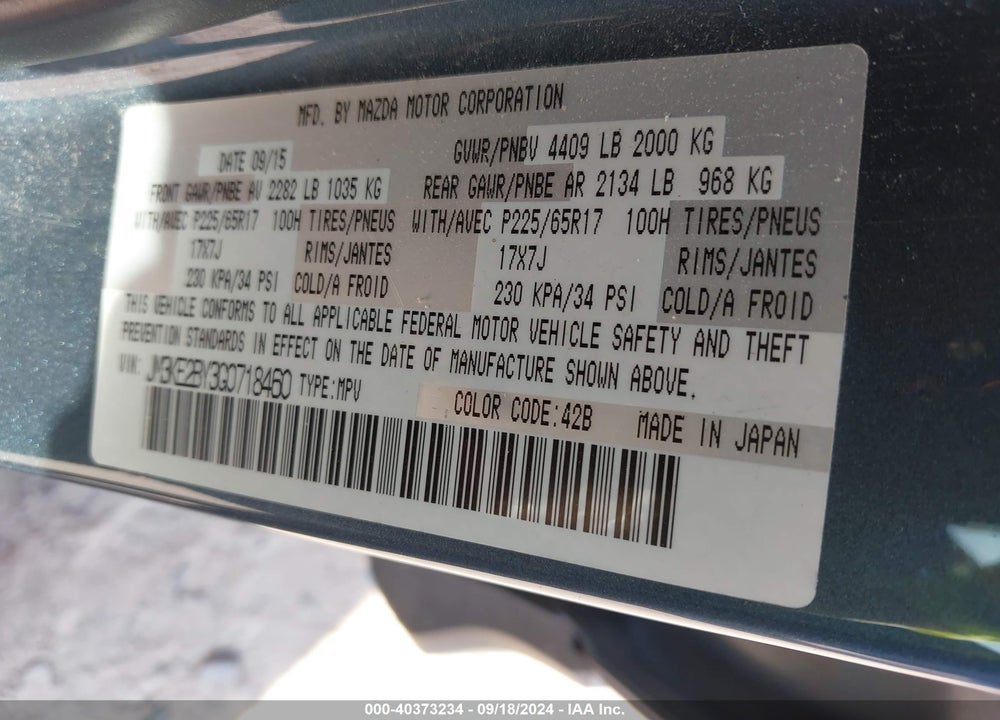 2016 MAZDA CX-5 SPORT VIN: JM3KE2BY3G0718460