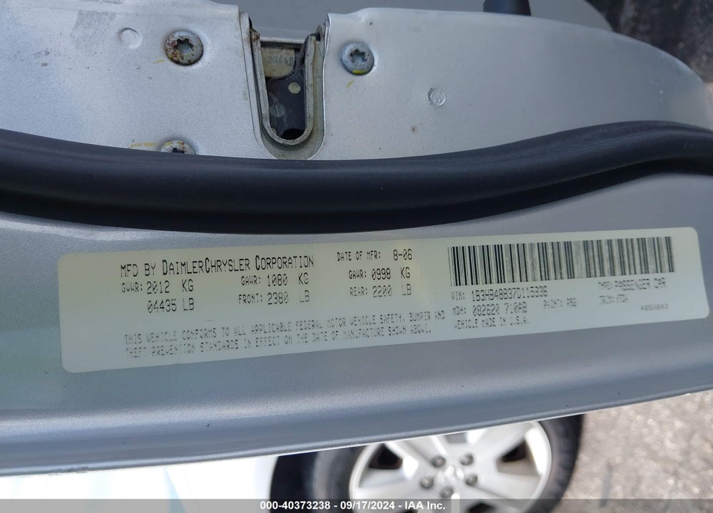 2007 DODGE CALIBER SXT VIN: 1B3HB48B37D115836
