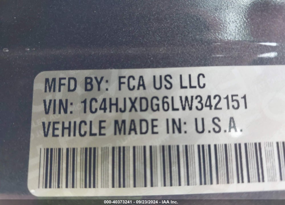 2020 JEEP WRANGLER UNLIMITED SPORT S 4X4 VIN: 1C4HJXDG6LW342151