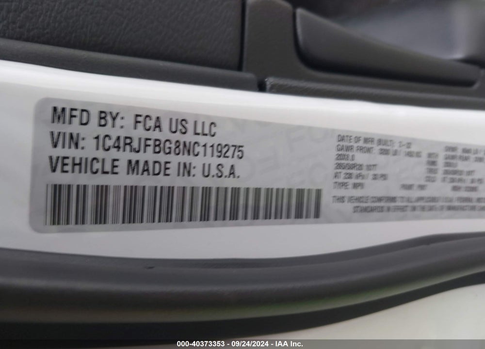 2022 JEEP GRAND CHEROKEE WK LIMITED 4X4 VIN: 1C4RJFBG8NC119275