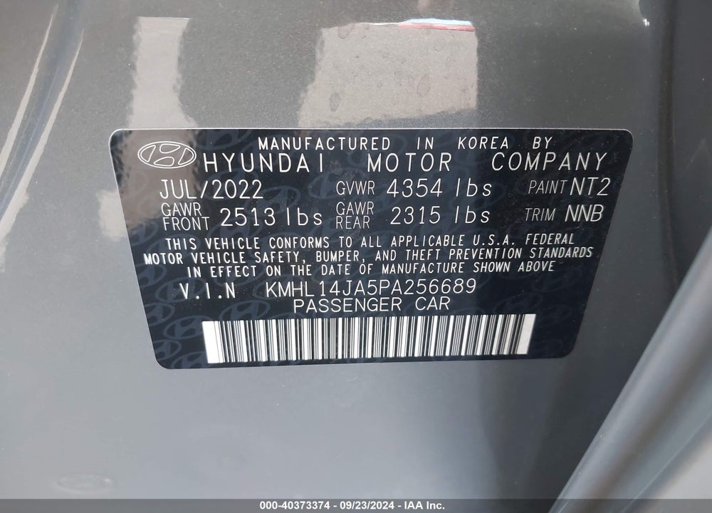 2023 HYUNDAI SONATA SEL VIN: KMHL14JA5PA256689