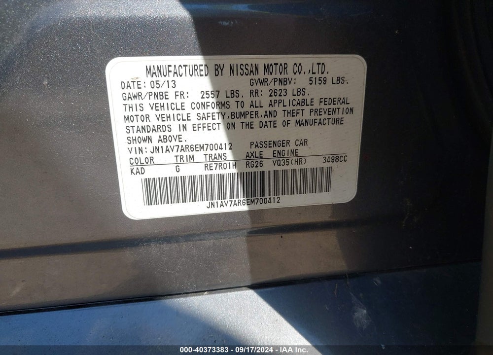 2014 INFINITI Q50 HYBRID SPORT VIN: JN1AV7AR6EM700412