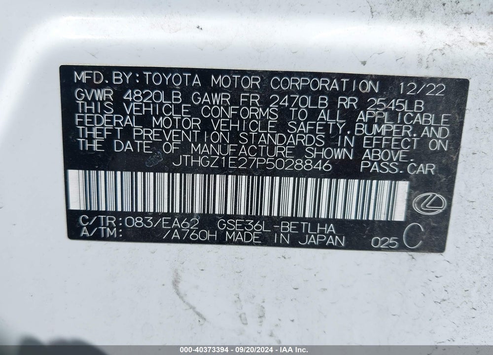 2023 LEXUS IS 350 F-SPORT VIN: JTHGZ1E27P5028846