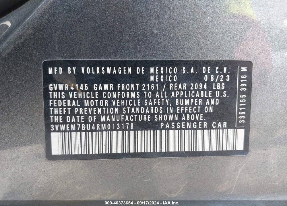 2024 VOLKSWAGEN JETTA 1.5T SE VIN: 3VWEM7BU4RM013179