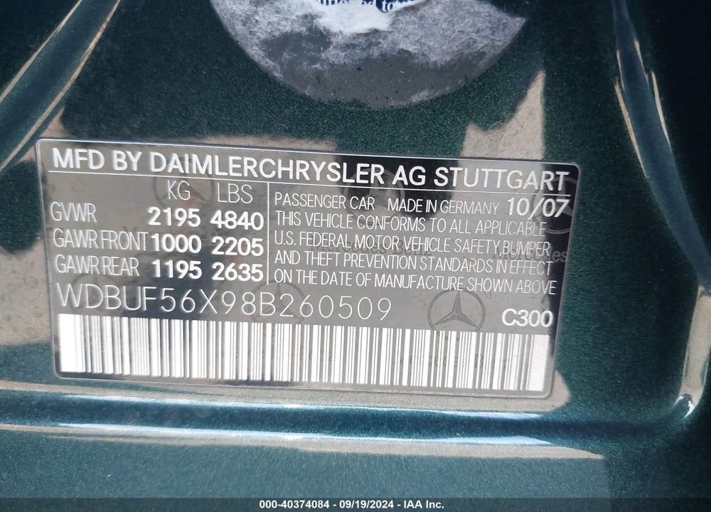 2008 MERCEDES-BENZ E 350 VIN: WDBUF56X98B260509