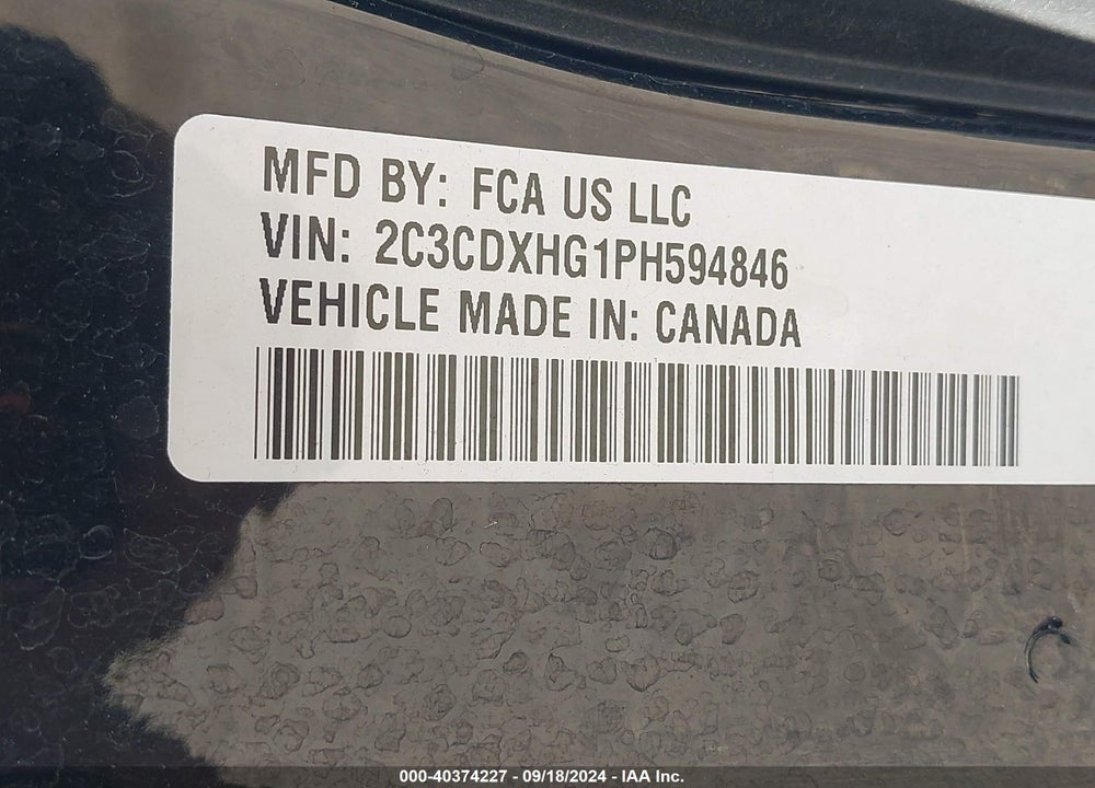 2023 DODGE CHARGER GT VIN: 2C3CDXHG1PH594846