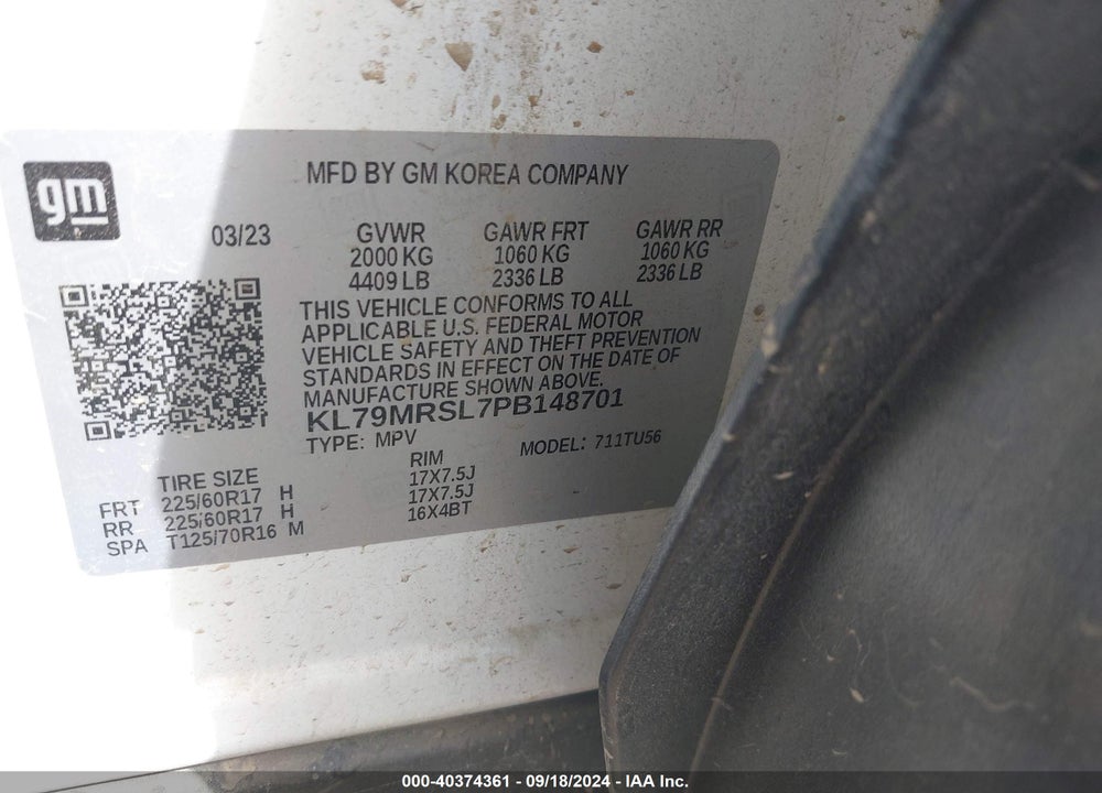 2023 CHEVROLET TRAILBLAZER AWD LT VIN: KL79MRSL7PB148701