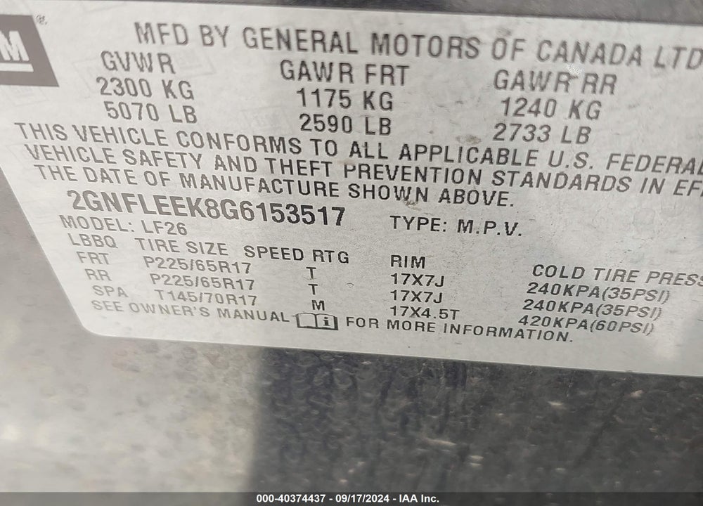 2016 CHEVROLET EQUINOX LS VIN: 2GNFLEEK8G6153517