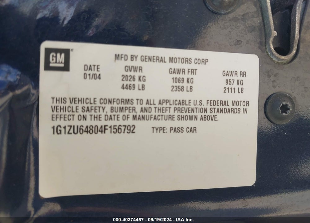 2004 CHEVROLET MALIBU MAXX LT VIN: 1G1ZU64804F156792