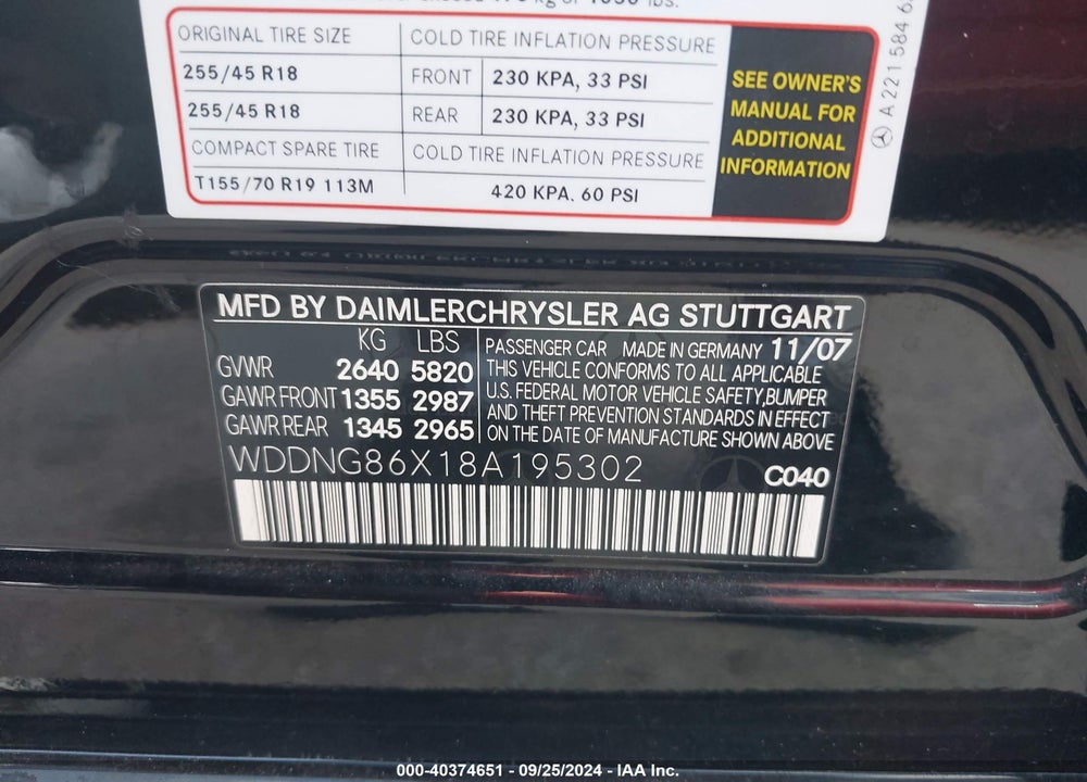 2008 MERCEDES-BENZ S 550 4MATIC VIN: WDDNG86X18A195302
