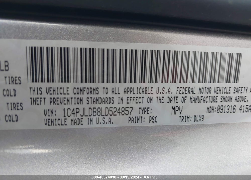 2020 JEEP CHEROKEE LIMITED FWD VIN: 1C4PJLDB8LD524857