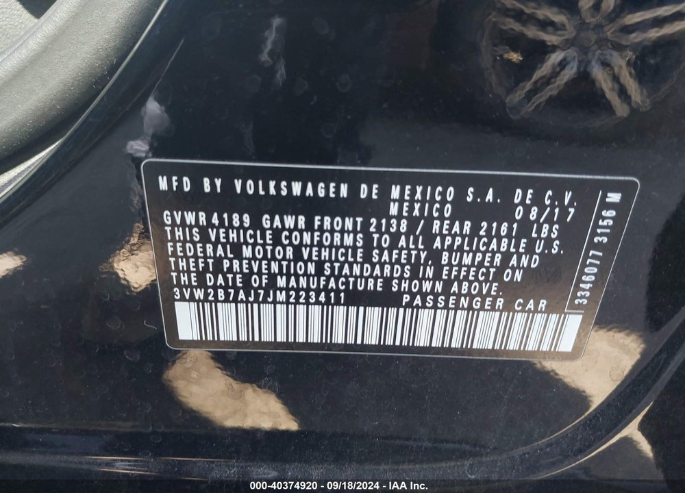 2018 VOLKSWAGEN JETTA 1.4T S VIN: 3VW2B7AJ7JM223411