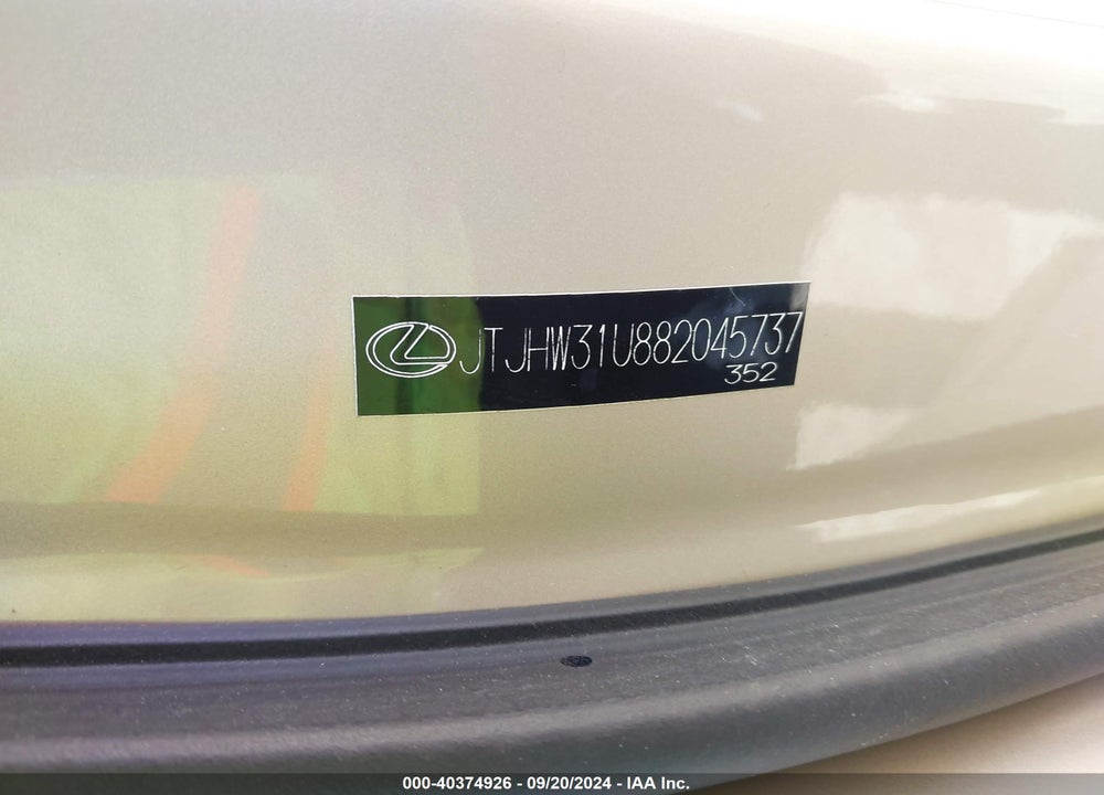 2008 LEXUS RX 400H VIN: JTJHW31U882045737