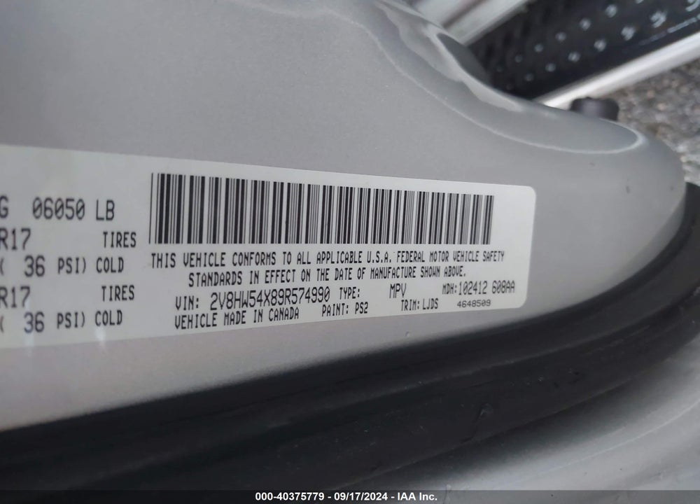 2009 VOLKSWAGEN ROUTAN SEL VIN: 2V8HW54X89R574990