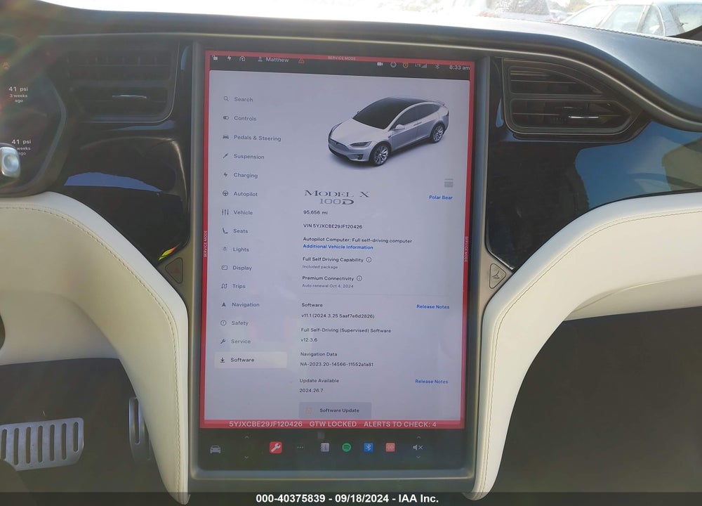 2018 TESLA MODEL X 100D/75D/P100D VIN: 5YJXCBE29JF120426