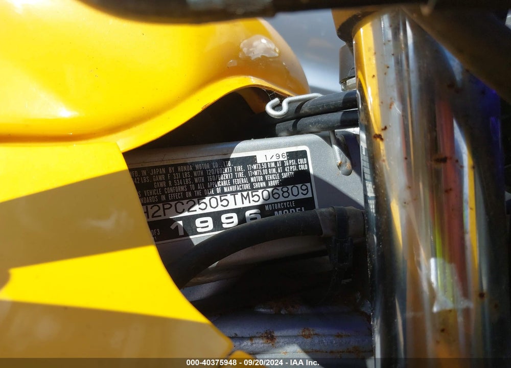 1996 HONDA CBR600 F3 VIN: JH2PC2505TM506809