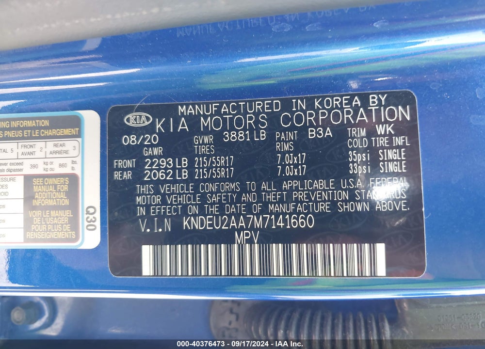 2021 KIA SELTOS S VIN: KNDEU2AA7M7141660