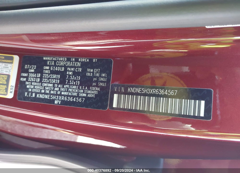 2024 KIA CARNIVAL MPV SX PRESTIGE VIN: KNDNE5H3XR6364567