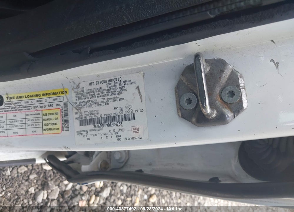 2013 FORD FUSION HYBRID SE VIN: 3FA6P0LU9DR304783