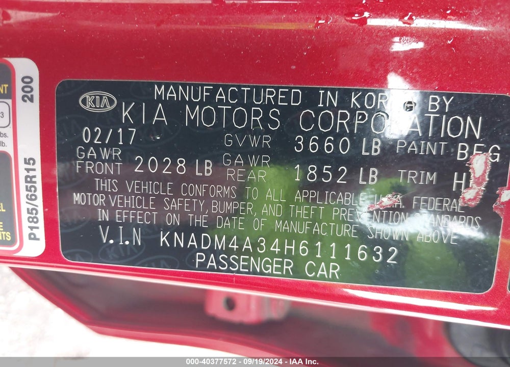 2017 KIA RIO LX VIN: KNADM4A34H6111632