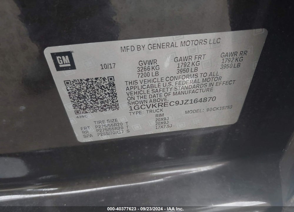 2018 CHEVROLET SILVERADO 1500 1LT VIN: 1GCVKREC9JZ164870