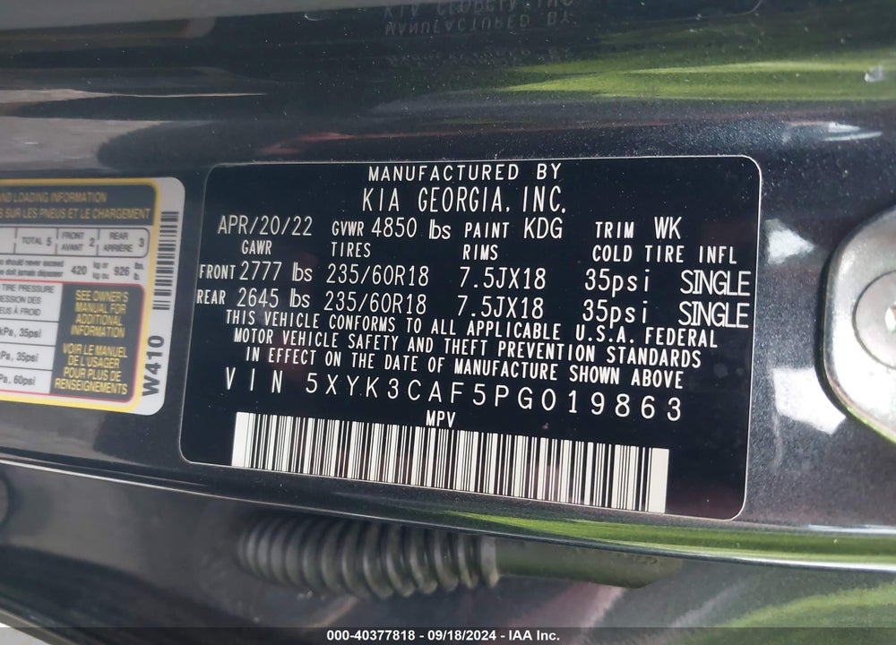 2023 KIA SPORTAGE EX VIN: 5XYK3CAF5PG019863