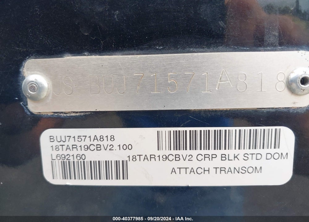2018 TRACKER TARGA 19 VIN: BUJ71571A818