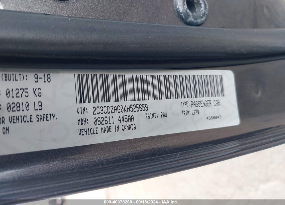 2019 DODGE CHALLENGER SXT VIN: 2C3CDZAG0KH525659