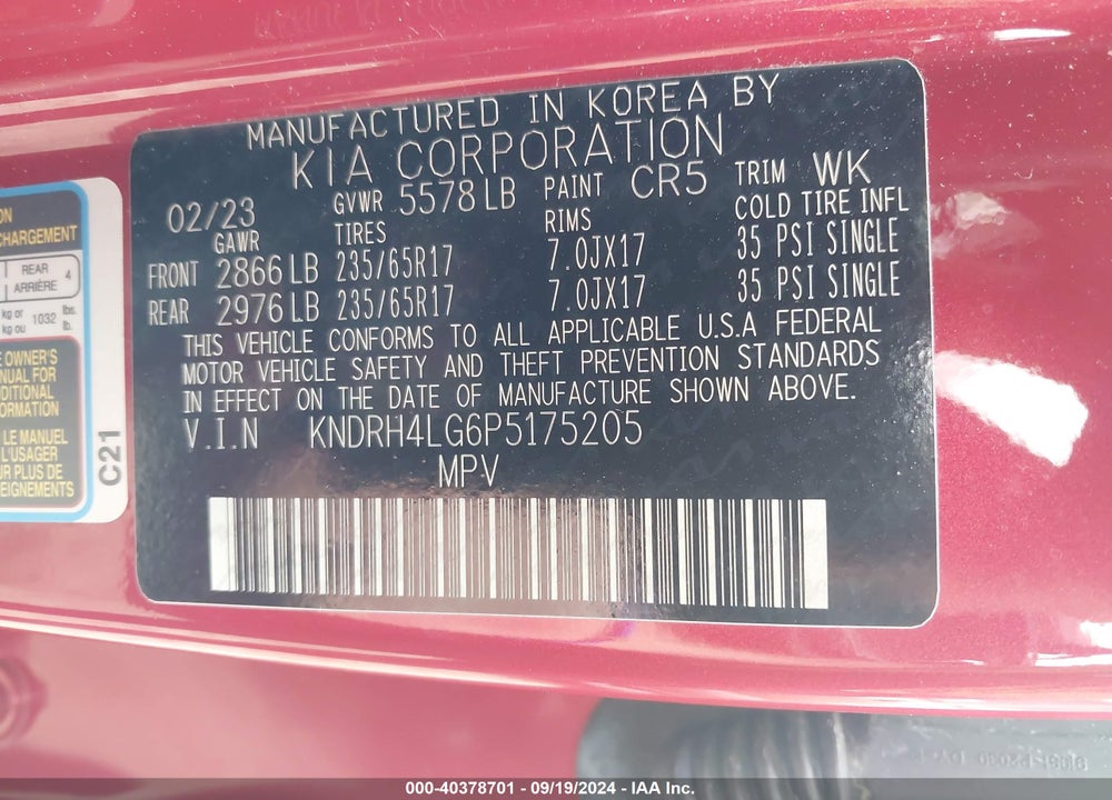 2023 KIA SORENTO HYBRID EX VIN: KNDRH4LG6P5175205