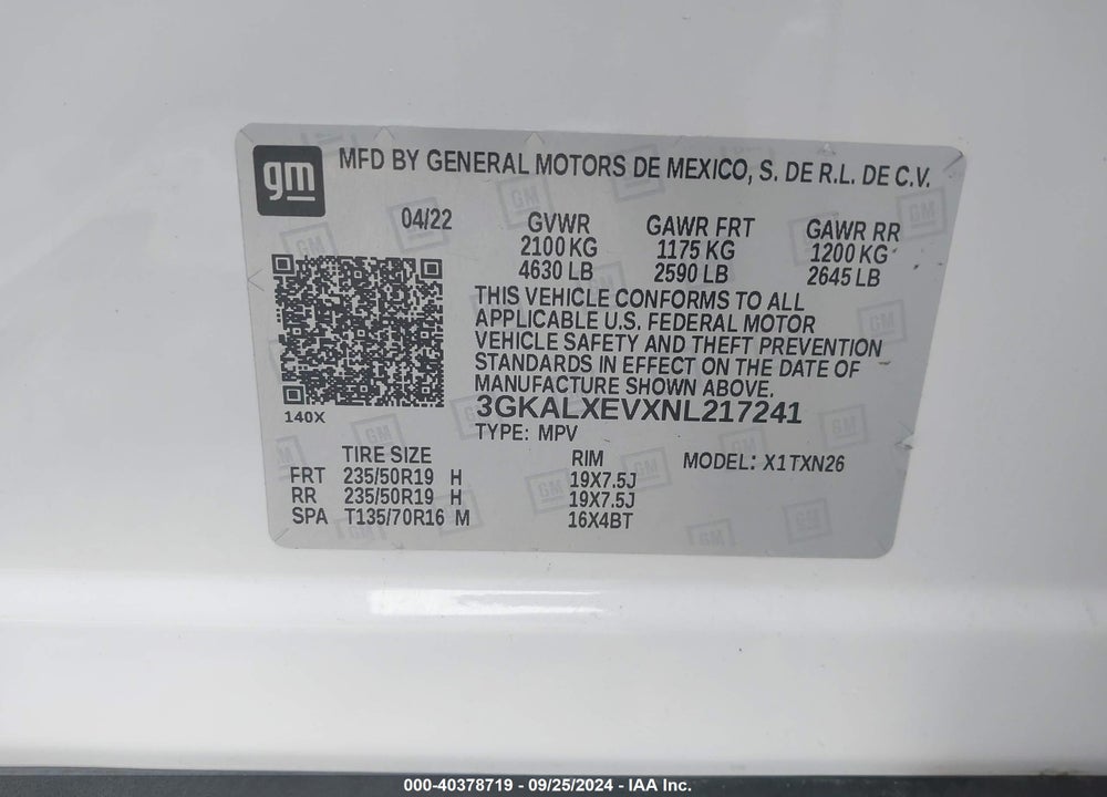 2022 GMC TERRAIN AWD DENALI VIN: 3GKALXEVXNL217241