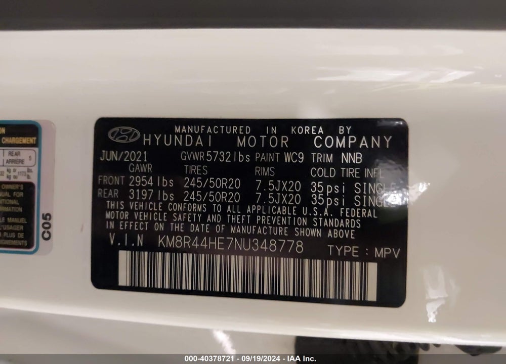 2022 HYUNDAI PALISADE SEL VIN: KM8R44HE7NU348778
