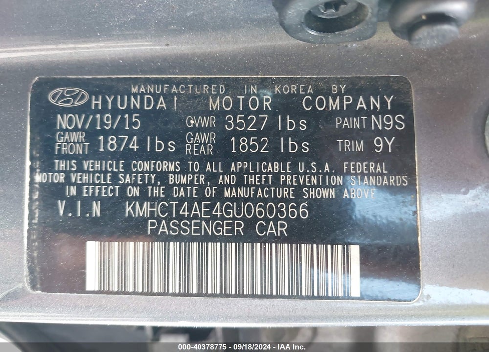 2016 HYUNDAI ACCENT SE VIN: KMHCT4AE4GU060366