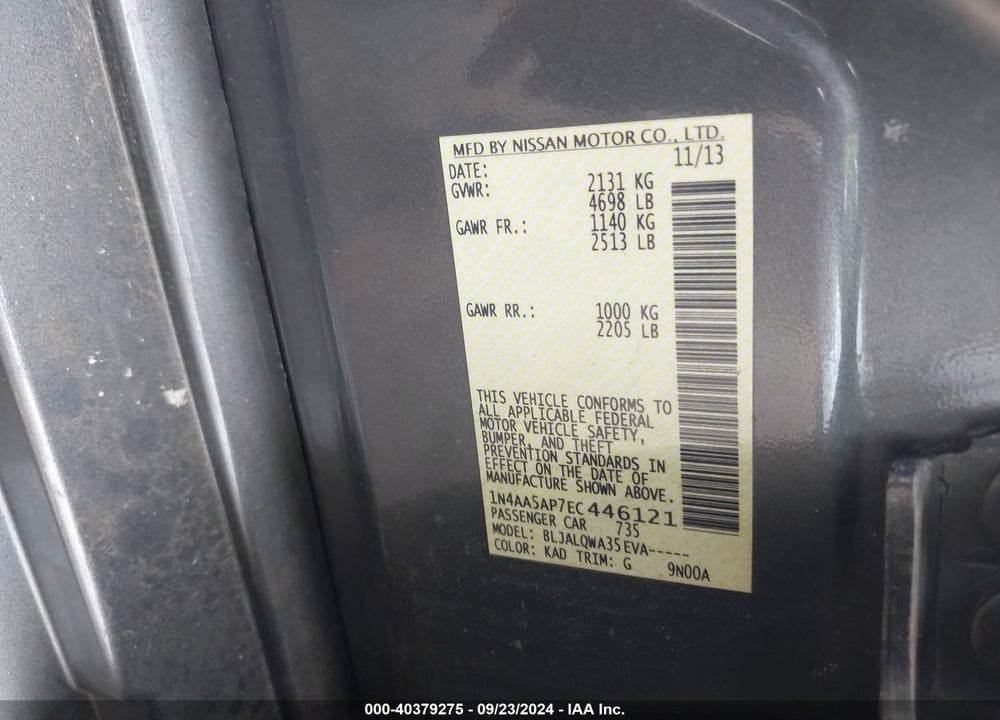 2014 NISSAN MAXIMA 3.5 S VIN: 1N4AA5AP7EC446121