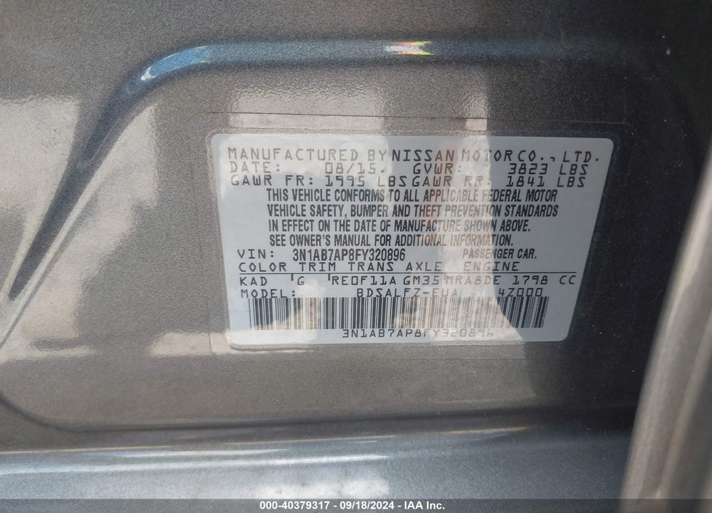 2015 NISSAN SENTRA FE+ S VIN: 3N1AB7AP8FY320896