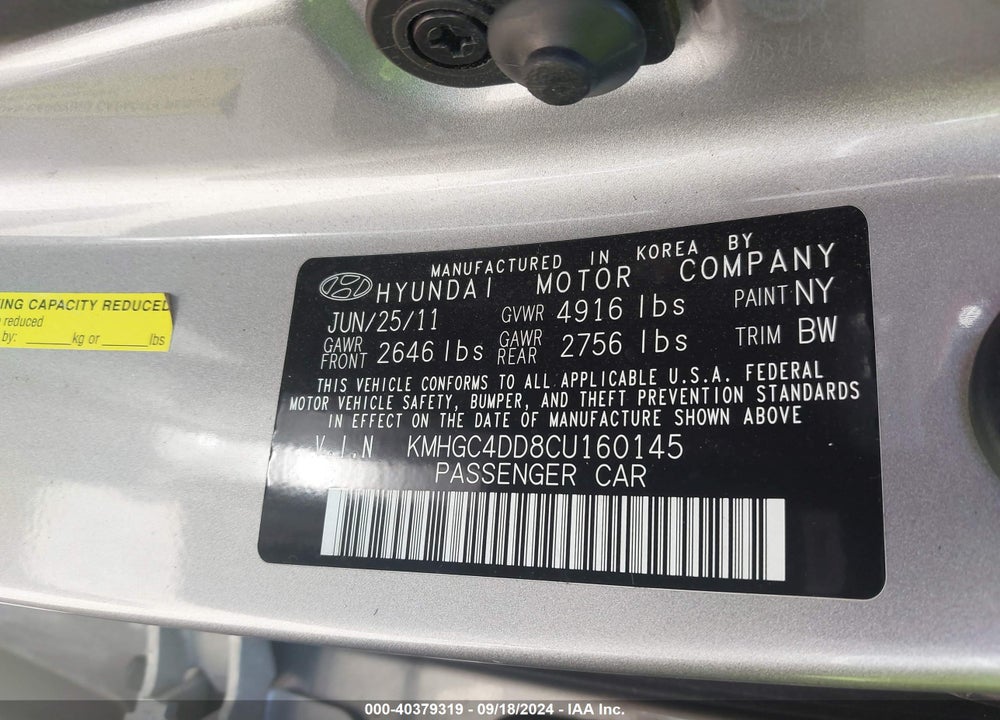 2012 HYUNDAI GENESIS 3.8 VIN: KMHGC4DD8CU160145