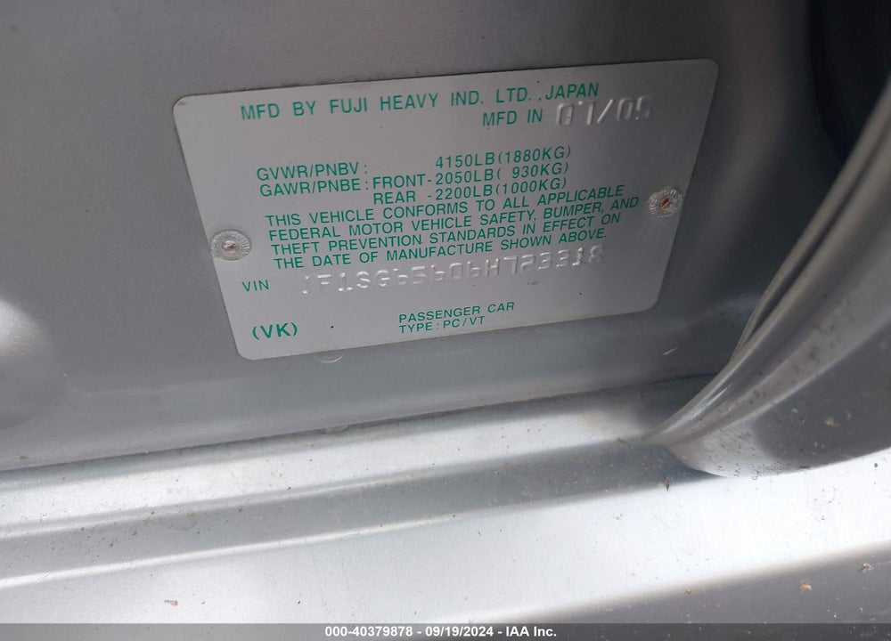 2006 SUBARU FORESTER 2.5X VIN: JF1SG65606H723318