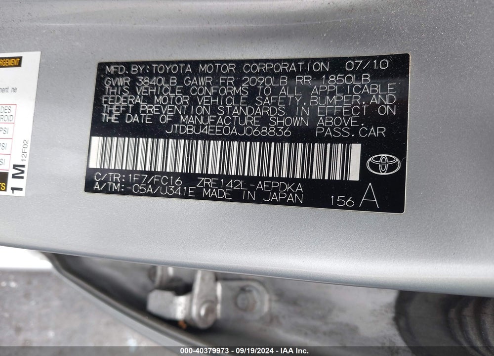 2010 TOYOTA COROLLA LE VIN: JTDBU4EE0AJ068836