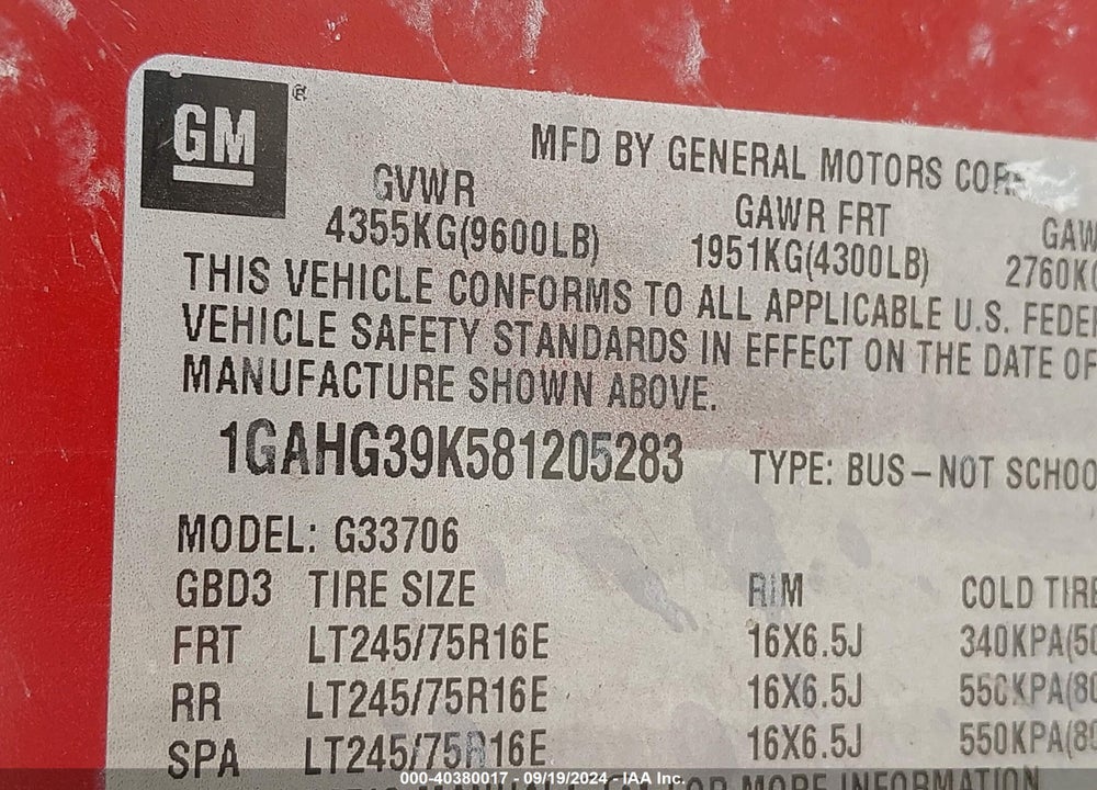 2008 CHEVROLET EXPRESS LS VIN: 1GAHG39K581205283