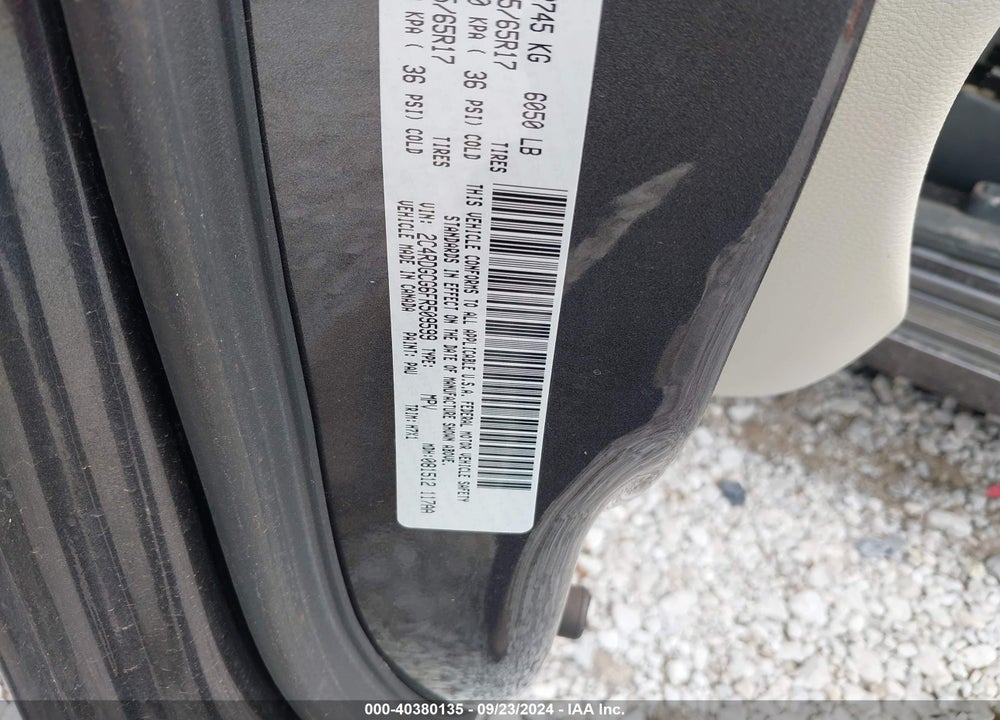 2015 DODGE GRAND CARAVAN SXT VIN: 2C4RDGCG6FR509599