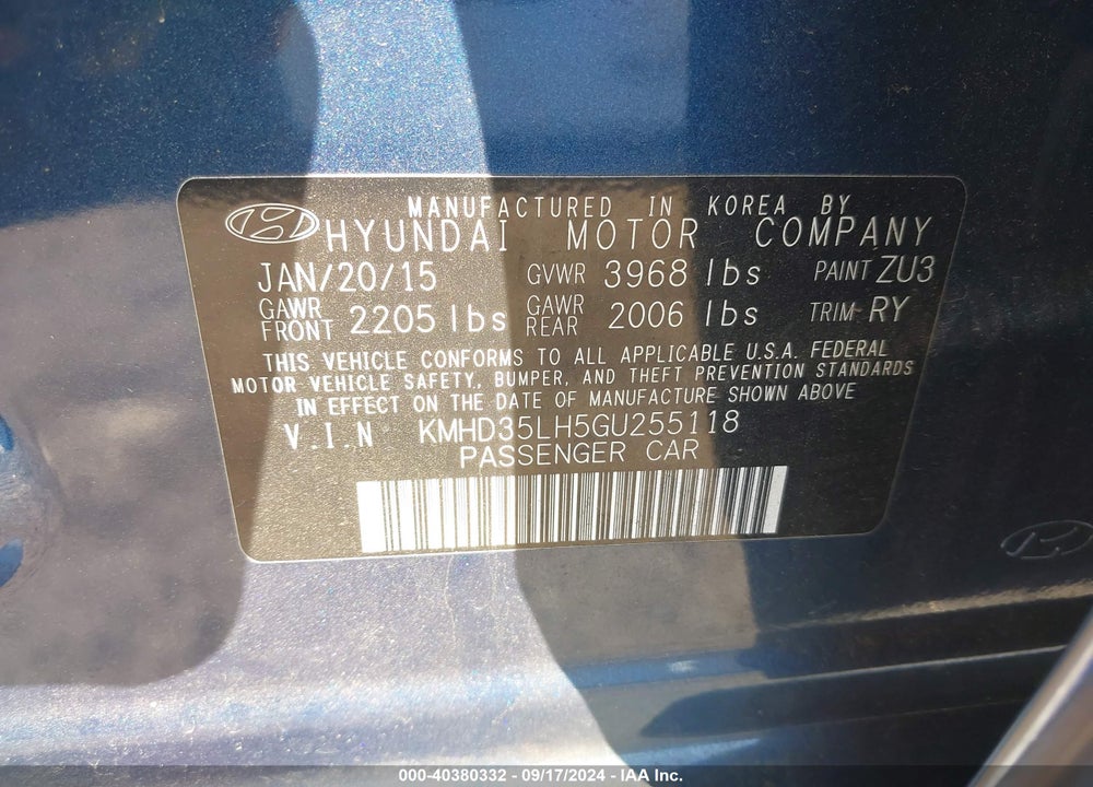 2016 HYUNDAI ELANTRA GT VIN: KMHD35LH5GU255118