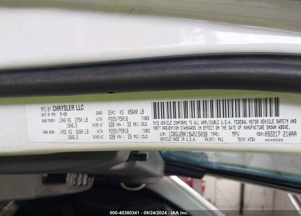 2009 DODGE NITRO SE VIN: 1D8GU28K19W515038