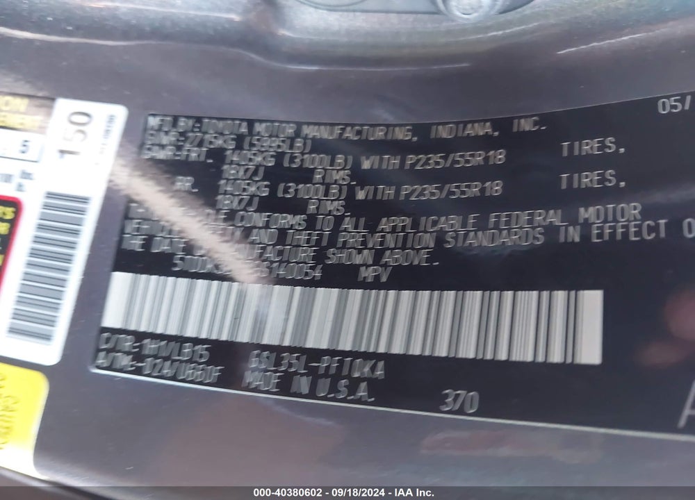2016 TOYOTA SIENNA LIMITED 7 PASSENGER VIN: 5TDDK3DC7GS140054