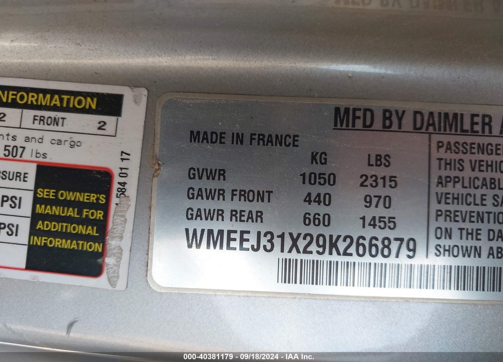 2009 SMART FORTWO BRABUS/PASSION/PURE VIN: WMEEJ31X29K266879