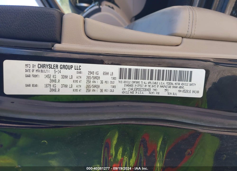 2014 JEEP GRAND CHEROKEE LIMITED VIN: 1C4RJEBM2EC536469
