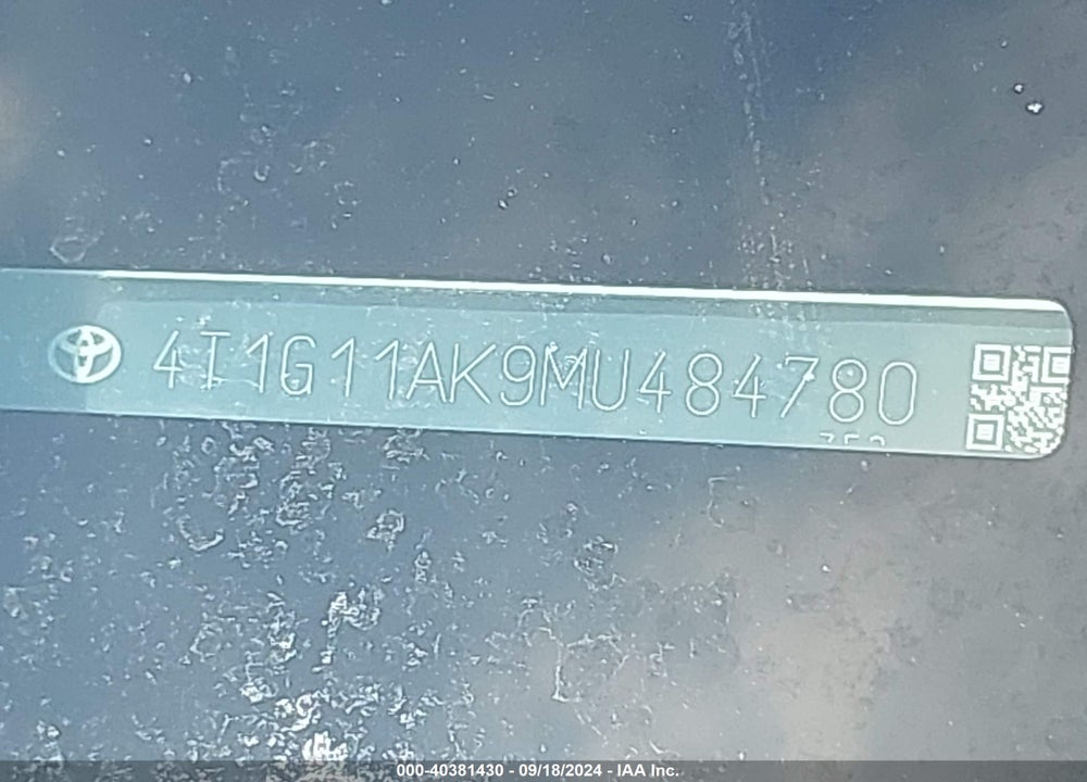 2021 TOYOTA CAMRY SE VIN: 4T1G11AK9MU484780