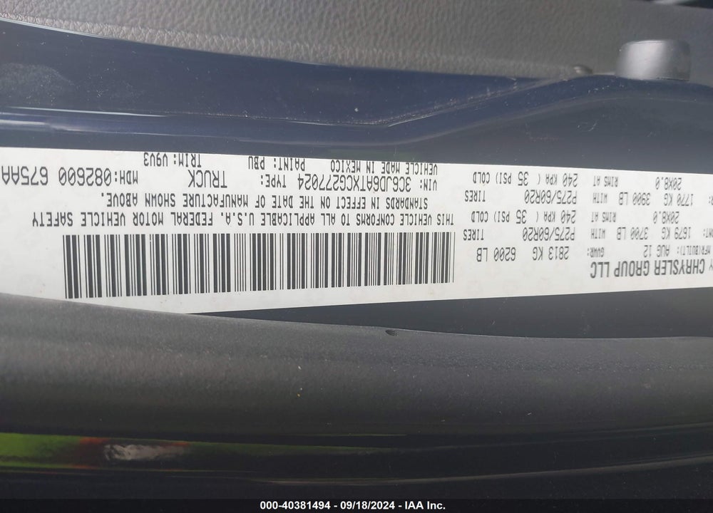 2012 RAM 1500 ST VIN: 3C6JD6ATXCG277024